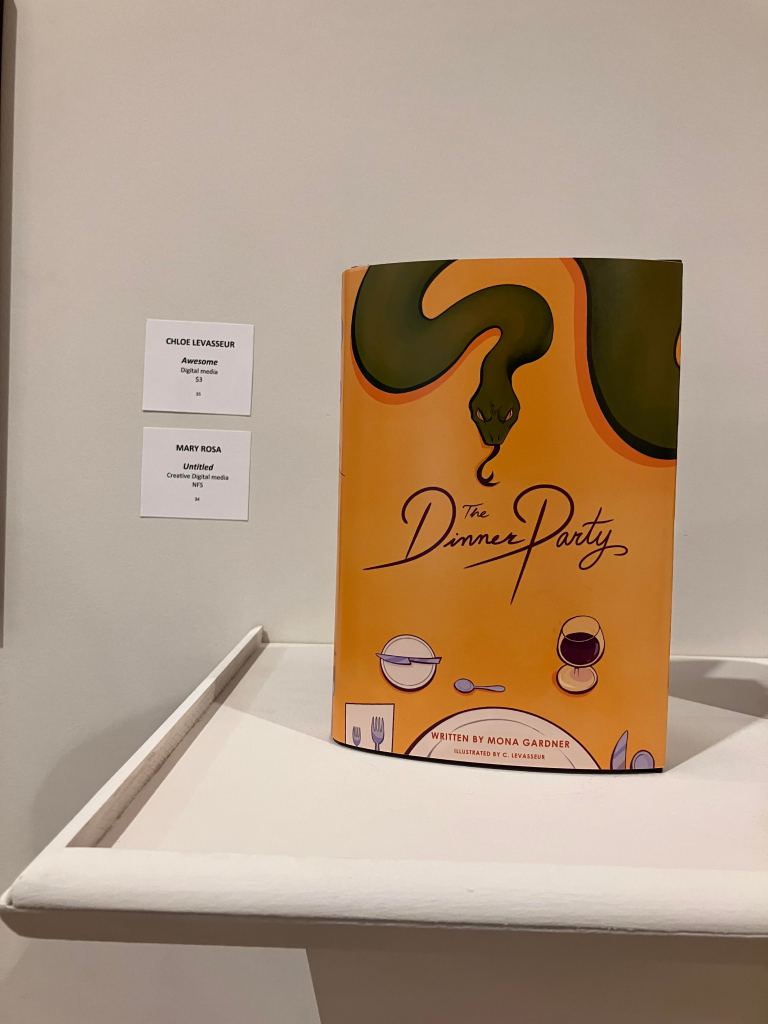 "The Dinner Party" Book Sleeve displayed at the 2025 State Fair Community College Art Show